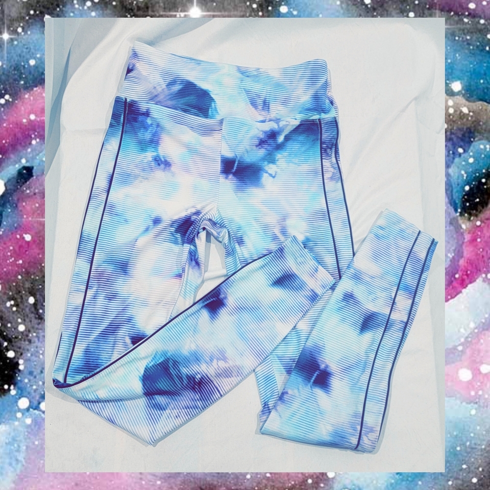 Blue and Purple Forever 21 Exercise Leggings Tie Dye